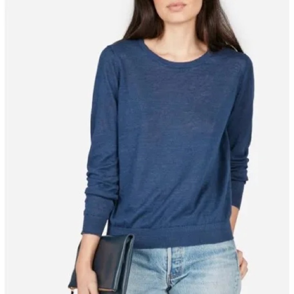Everlane Lightweight Linen Sweater, navy, size XS, UEC